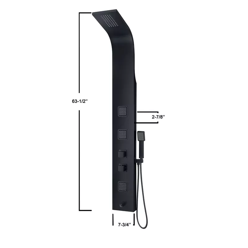 #22928 ST8727 SATIN BLACK SHOWER PANEL (CURVED)