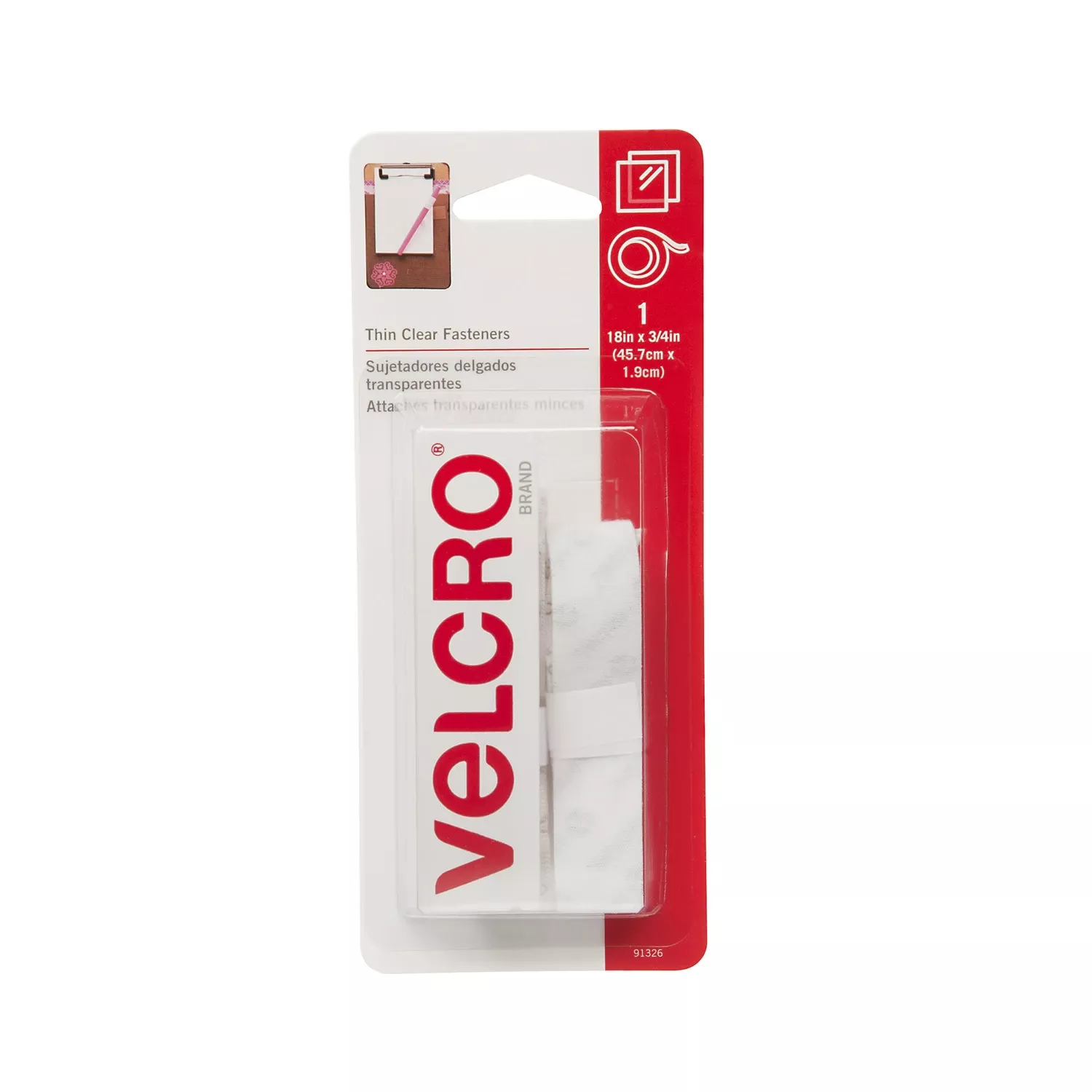 VELCRO Brand Thin Clear Medium Nylon Hook And Loop Fastener 18 In. L 1 Pk