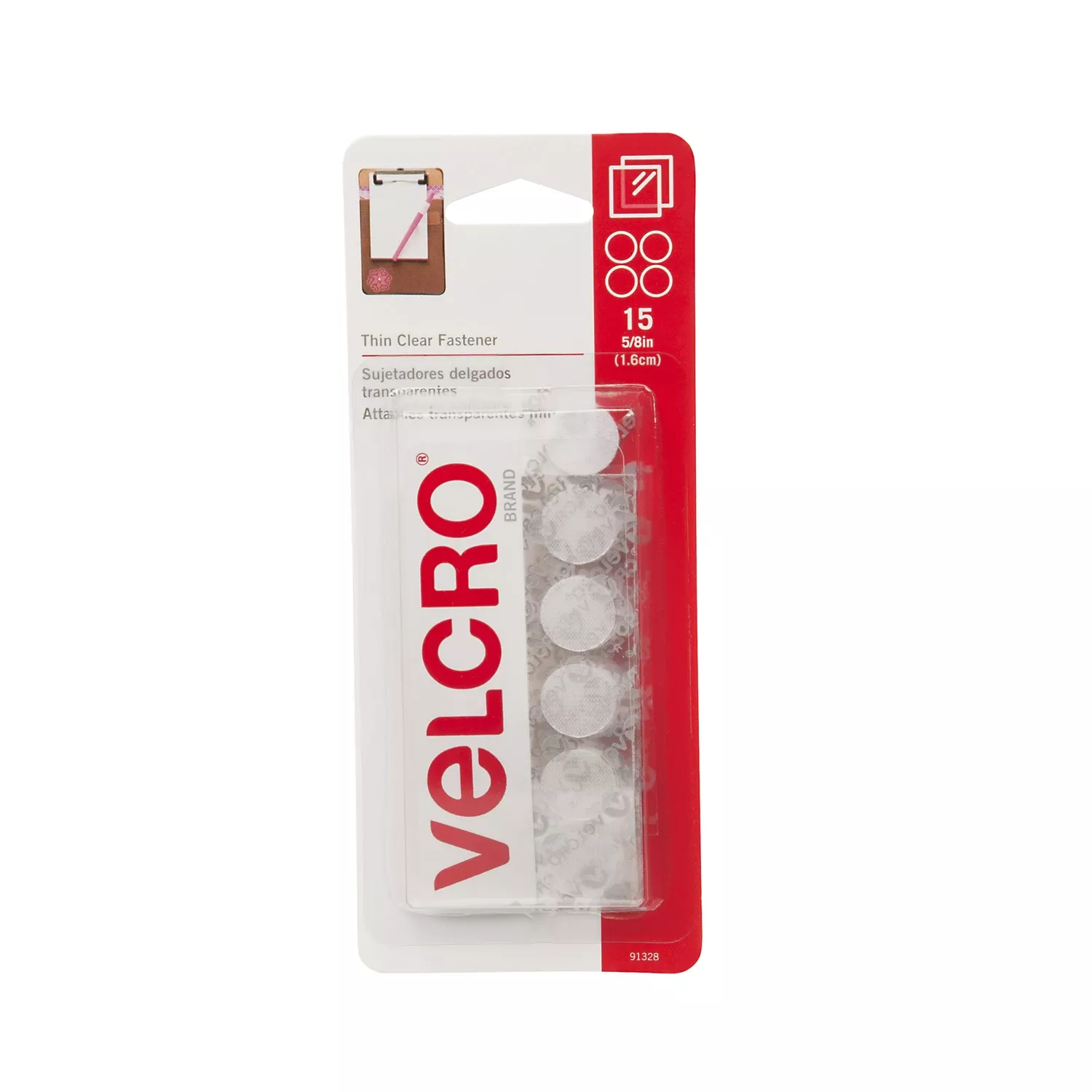 VELCRO Brand Thin Clear Small Nylon Hook And Loop Fastener 5/8 In. L 15 Pk