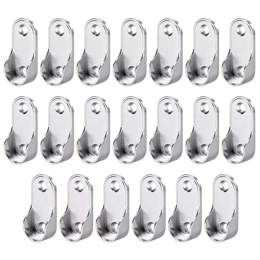 Zinc Alloy Oval Closet Rod End Supports, Fit Rod Dia 19mm 20 PCS - Wardrobe Rod Flange Bracket Support