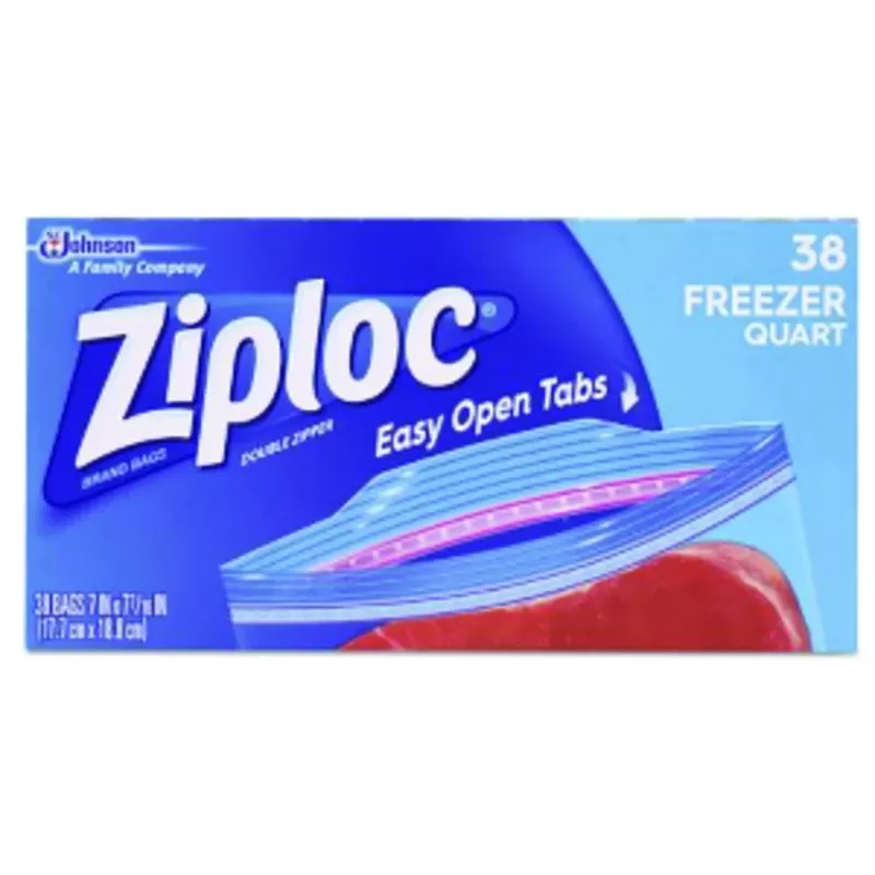 Ziploc 1 Qt Clear Freezer Bag 38 Pk